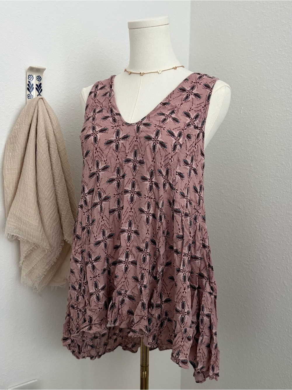 Intimately Free People Mauve Printed Swing Tank Top Size M